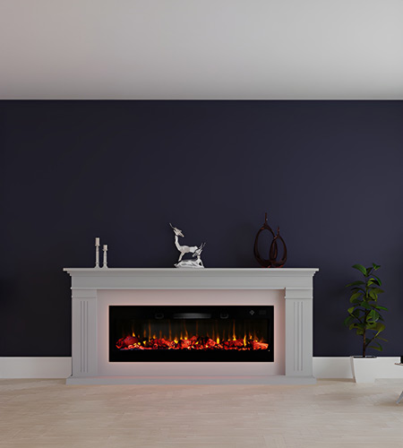 Flamline Elektrikli Şömine Antalya Limra Doğaltaş ile Şömine Klasik Şömine Giydirmesi